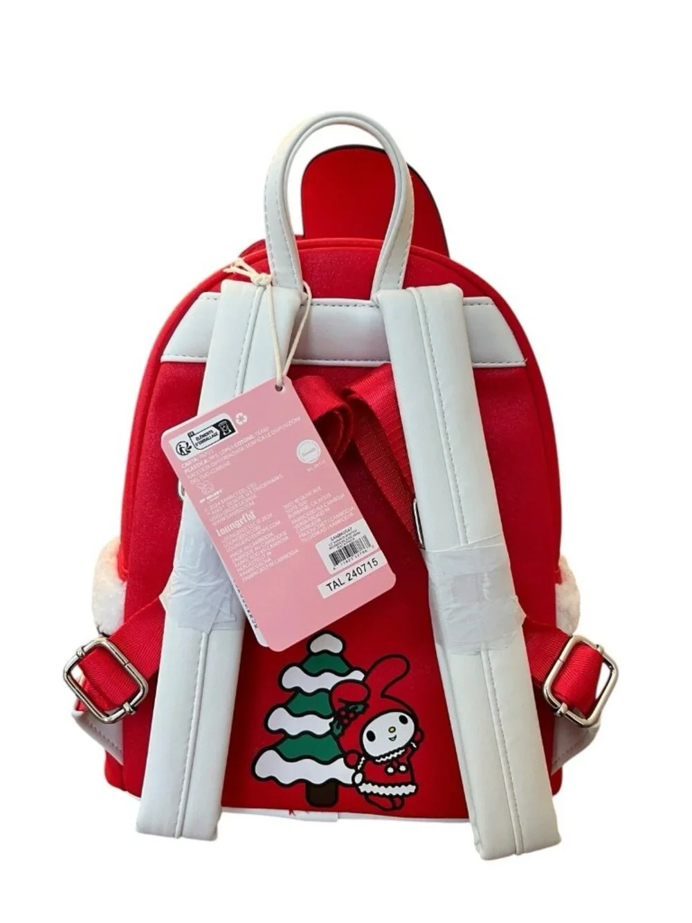 Loungefly My Melody Christmas Red Backpack Bag Jingle Bell Pom Pom Glitter NWT